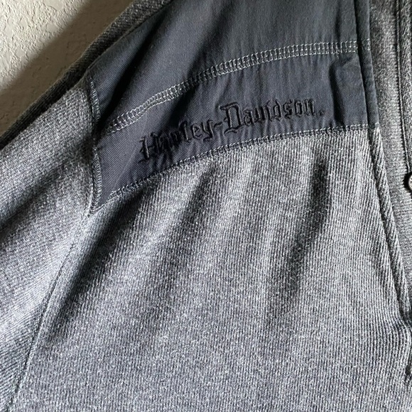 Harley Davidson Gray and Black Henley Long Sleeve 3 Button Pullover Sweater 2XL - Picture 7 of 16